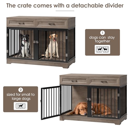 Wooden Dog Crate Furniture with Removable Divider, White J40493