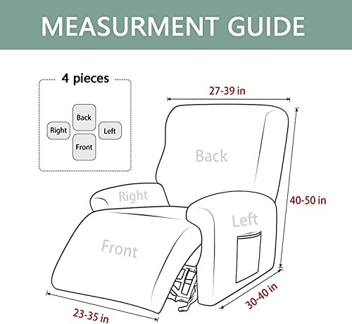 Recliner Chair Cover 4-Piece Stretch Soft with Side Pocket Washable G13569
