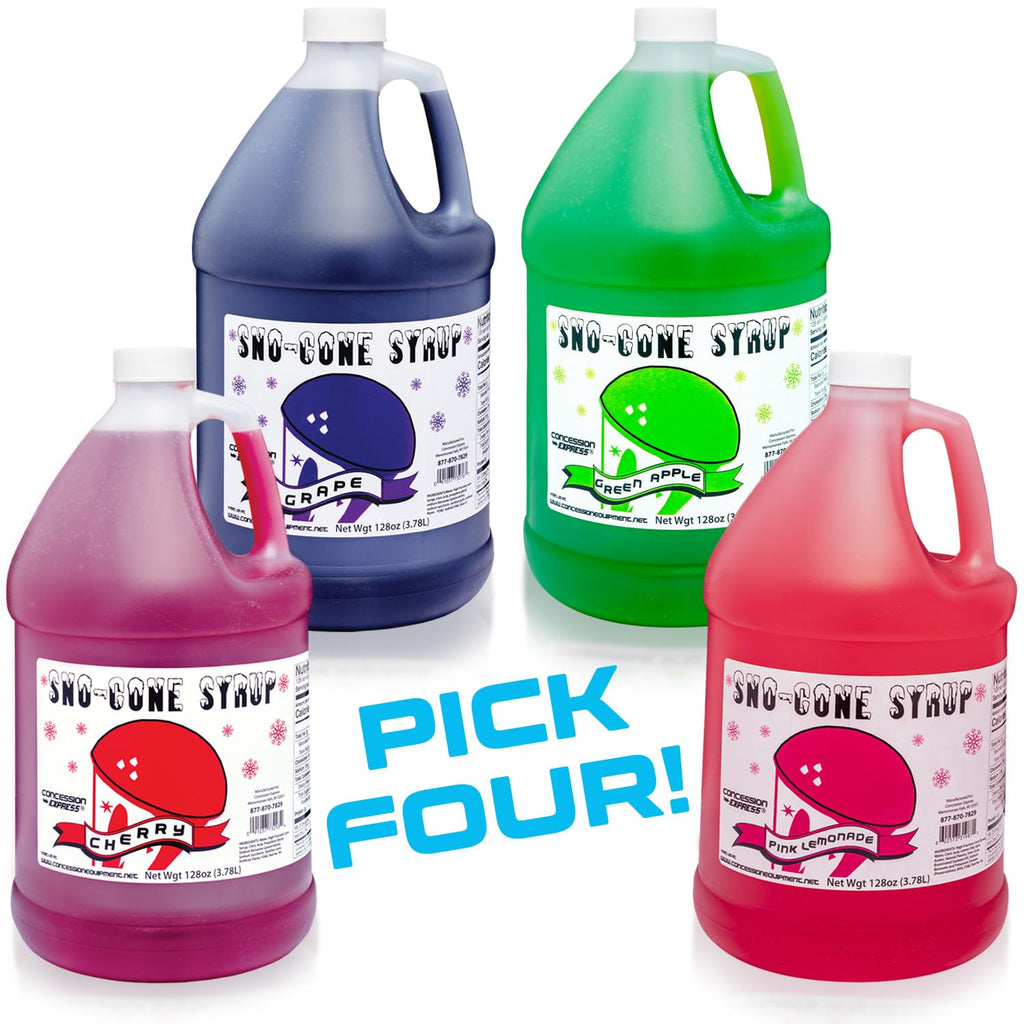 Sno-Cone Syrup 4-Pack 128oz, Choose Your Flavors B216