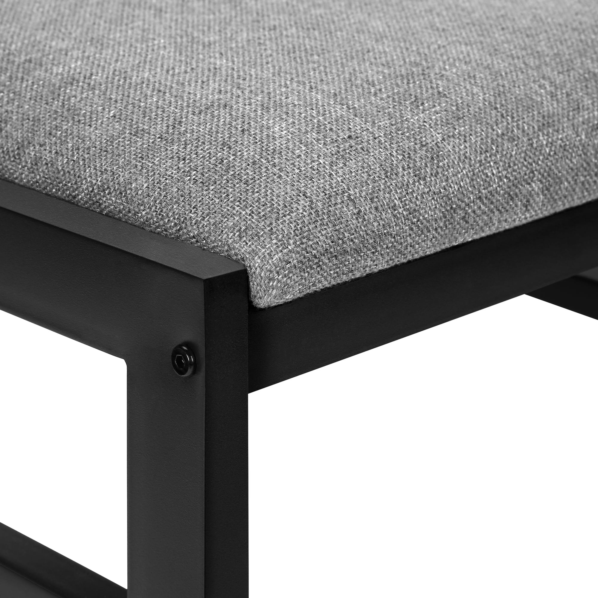Gray Dining Table Set 3pcs Small Drop Leaf Kitchen Black Metal N9589