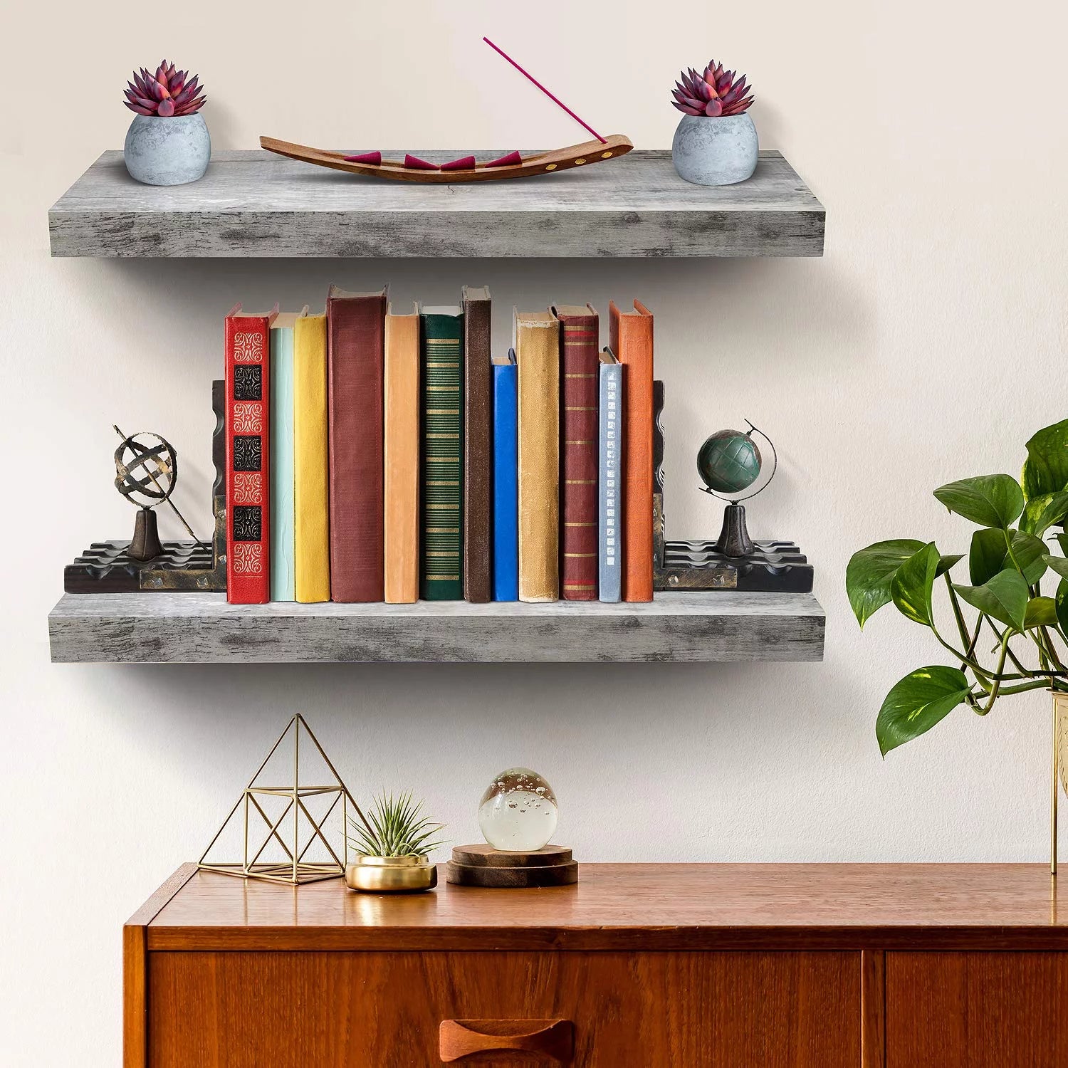 Floating Wall Shelf - Gray Wood F872982