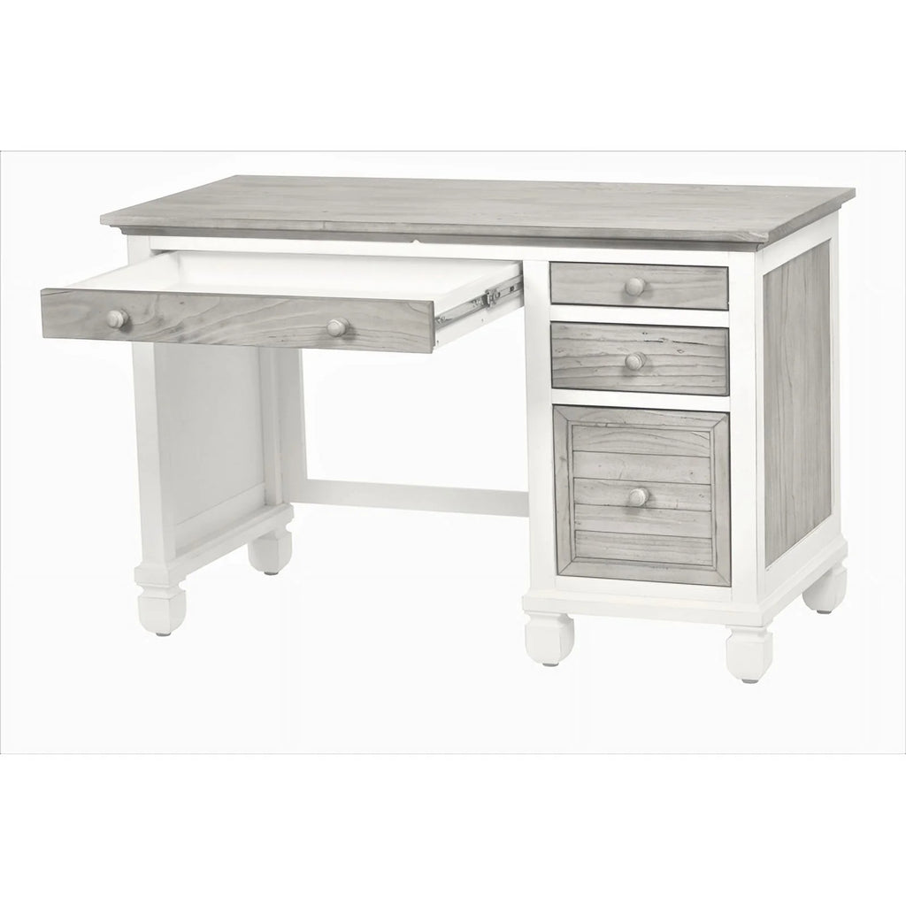 Wood Desk & Chair Set in Gray/White R814781