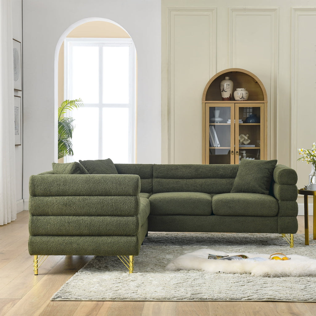 81" Oversized Corner Sofa Set, L-Shaped Sectional Couch, 5-Seater with 3 Cushions K33379
