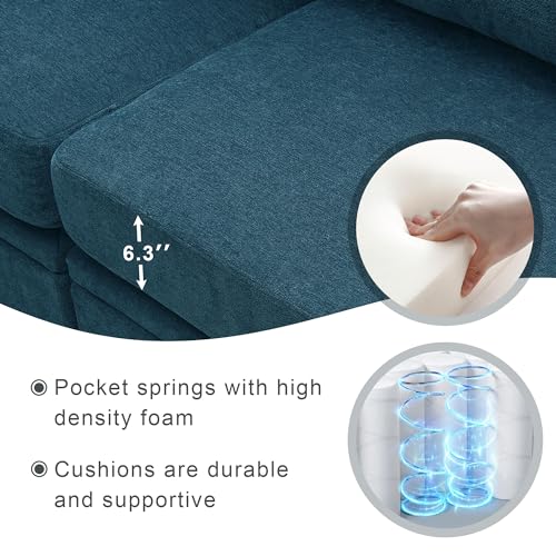 109" 6-Seat Chenille U-Shaped Sectional Sofa with Storage and Adjustable Armrests J436792