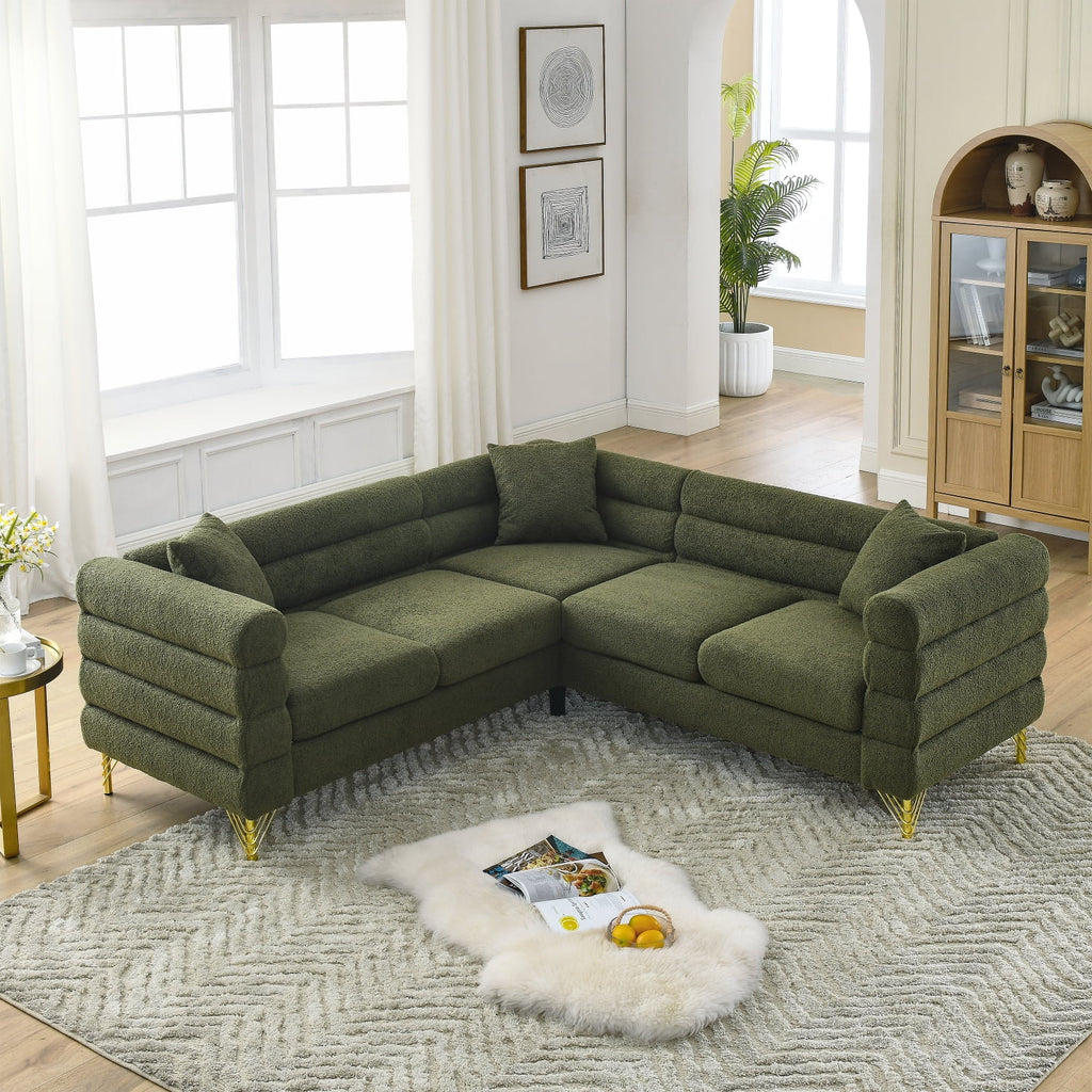 81" Oversized Corner Sofa Set, L-Shaped Sectional Couch, 5-Seater with 3 Cushions K33379