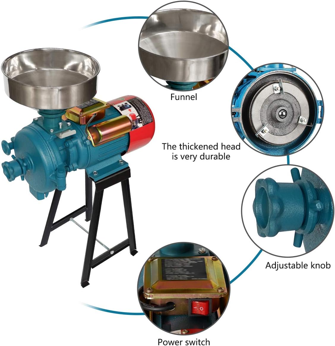 Corn Grinder Electric, Wheat Grain Mill Machine, Molino De Maiz Electrico, 3000W Dry Machine Cereals Coffee Miller, Commercial Home J51917