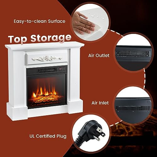 Electric Fireplace with Mantel, 32 Inch Heater with Remote Control A4402
