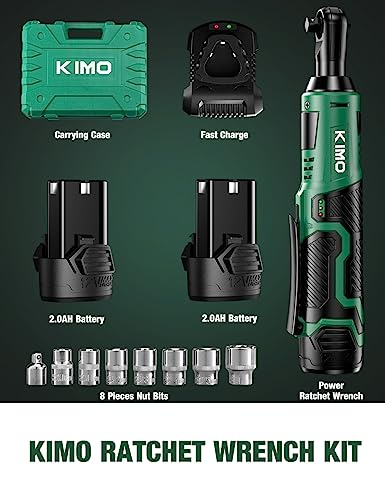 Cordless Ratchet Wrench Set, 40 Ft-lbs, 400 RPM, 12V with Charger, 7 Sockets, 2 Batteries Z108