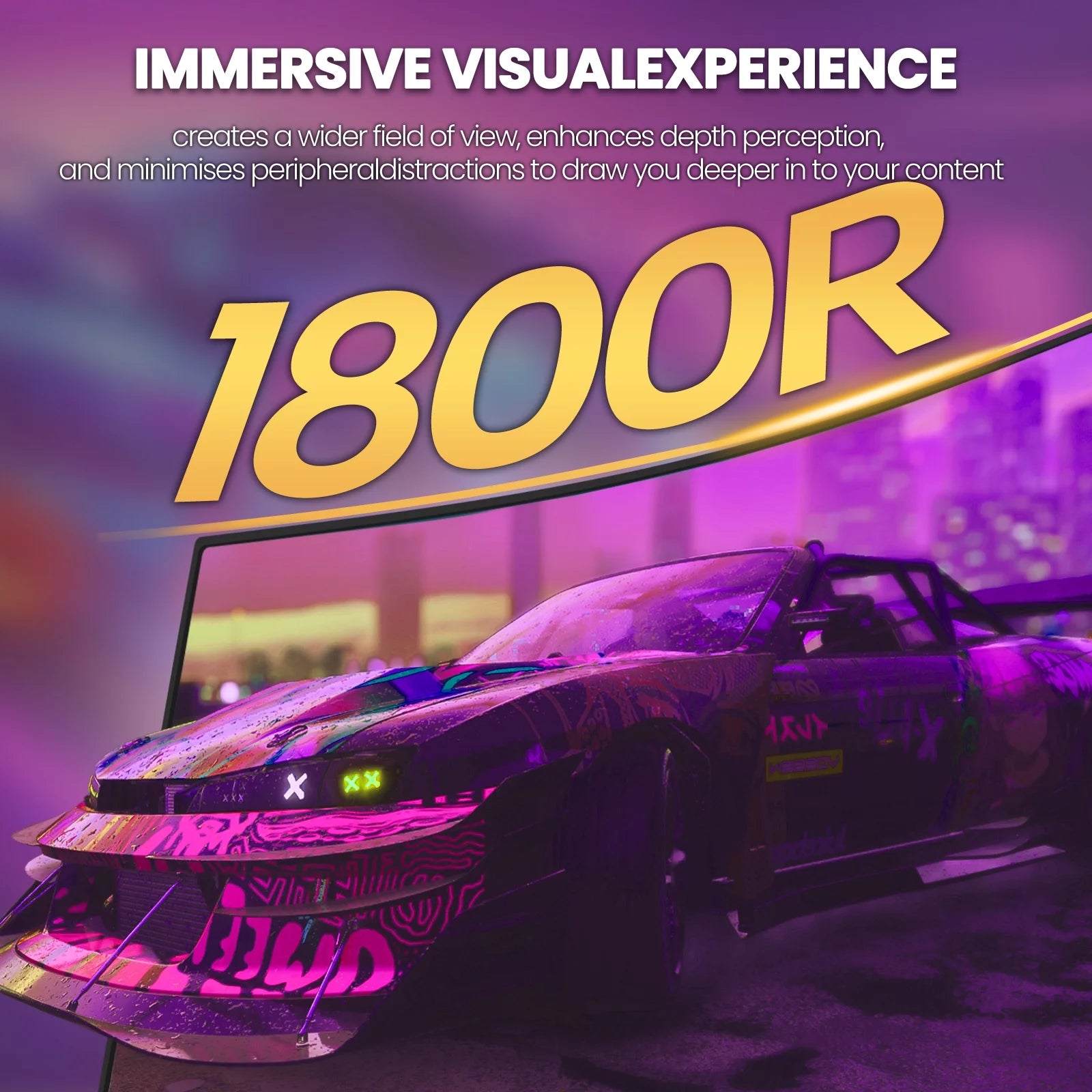32" Curved Gaming Monitor, FHD 1080P, 1800R, 1ms, FreeSync A3808