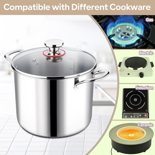 10 Quart Stock Pot with Lid, Stainless Steel Soup Pot U83478
