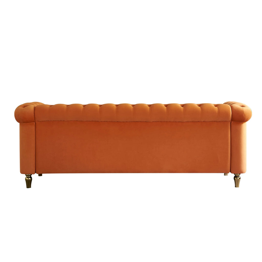 Velvet Sofa 84.65 inch for Living Room Orange W392936