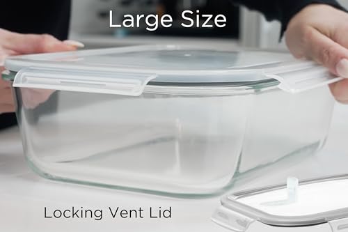 Large Glass Food Storage Containers with Airtight Lids, Oven and Freezer Safe D19741