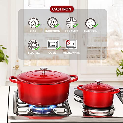 Enamel Cast Iron Dutch Oven with Lid, 6QT E8438