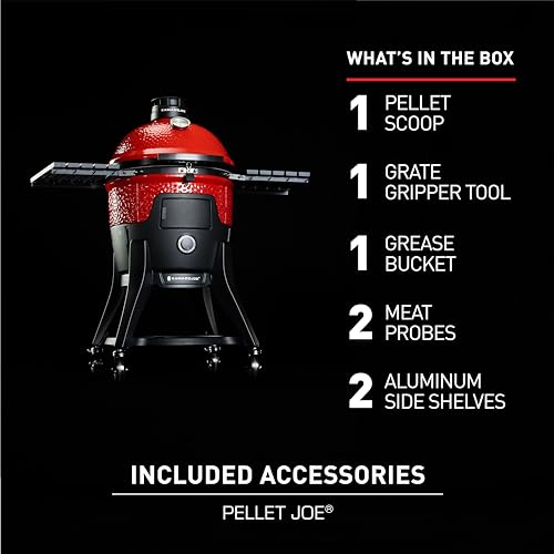 18-inch Ceramic Wood Pellet Grill and Smoker with Cart and Side Shelves T795
