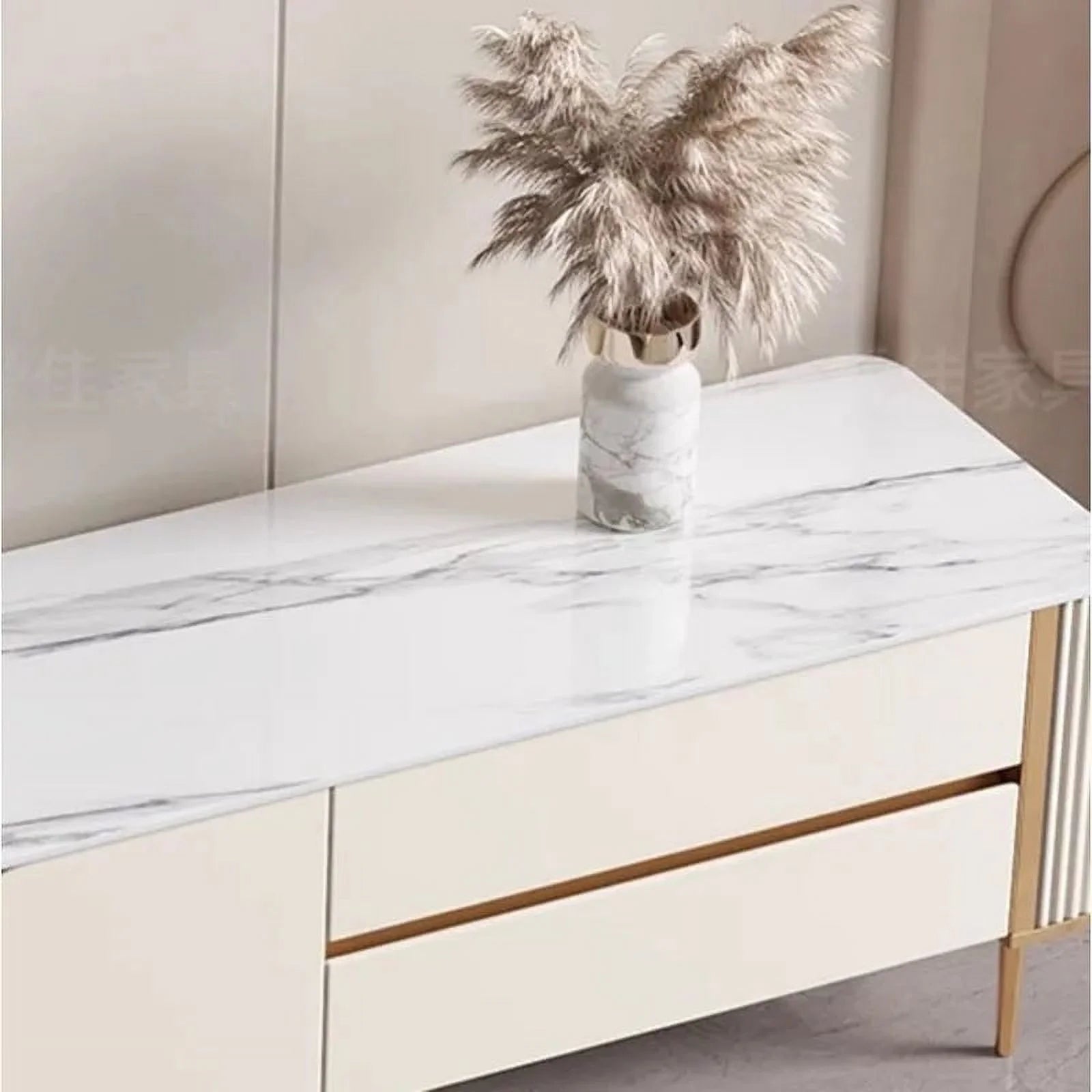 White TV Stand Display Cabinet for Living Room Y76206