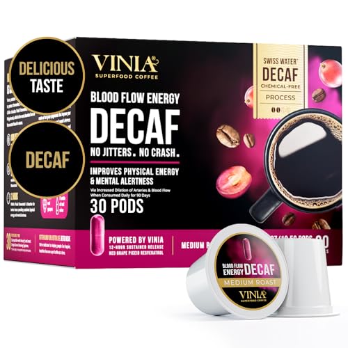 Blood Flow Energy Coffee Pods, Medium Roast with Resveratrol, Keurig Compatible, 30 Ct P6879