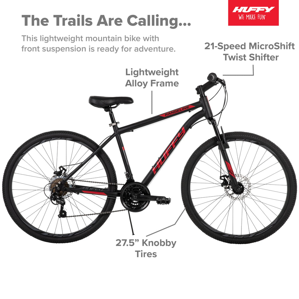 Men's Mountain Bike 27.5 Inch, Black and Red D505781