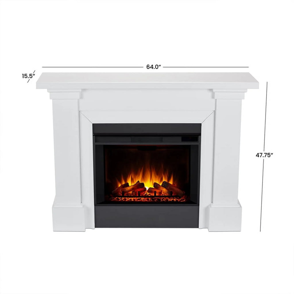 Modern Wood Grand Electric Fireplace in White P17323