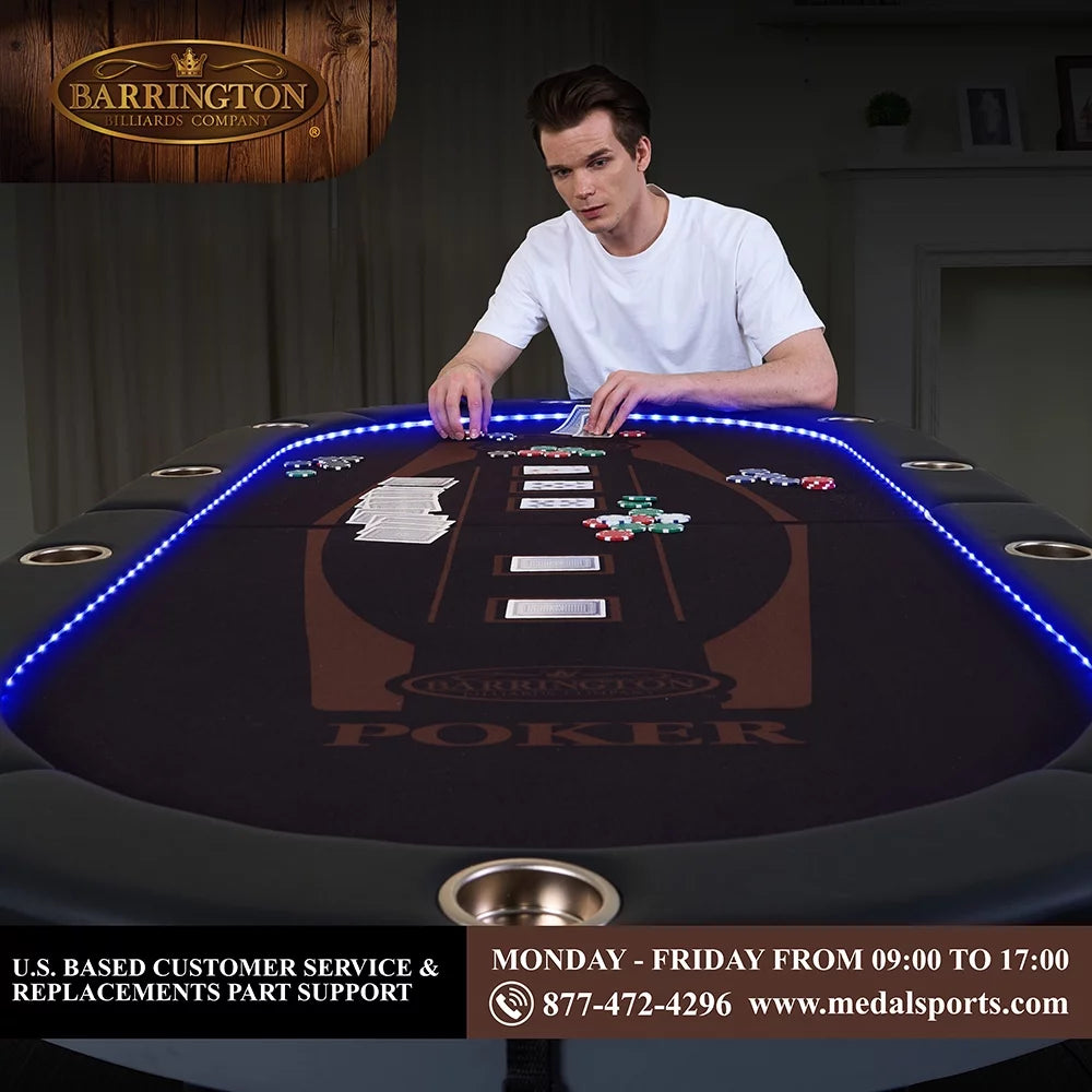 10-Player Poker Table with In-laid LED Lights N32492