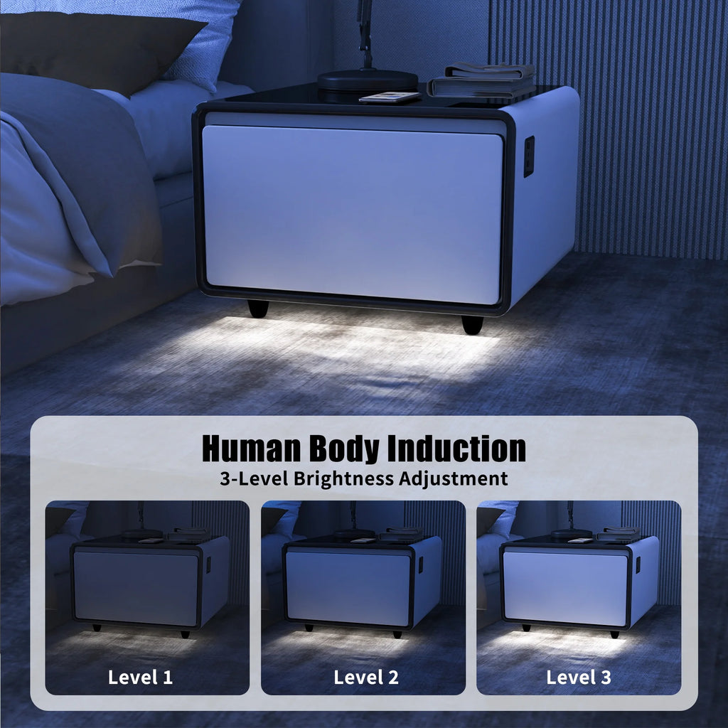 Smart Side Table with Built-in Fridge and Charging Station P6240