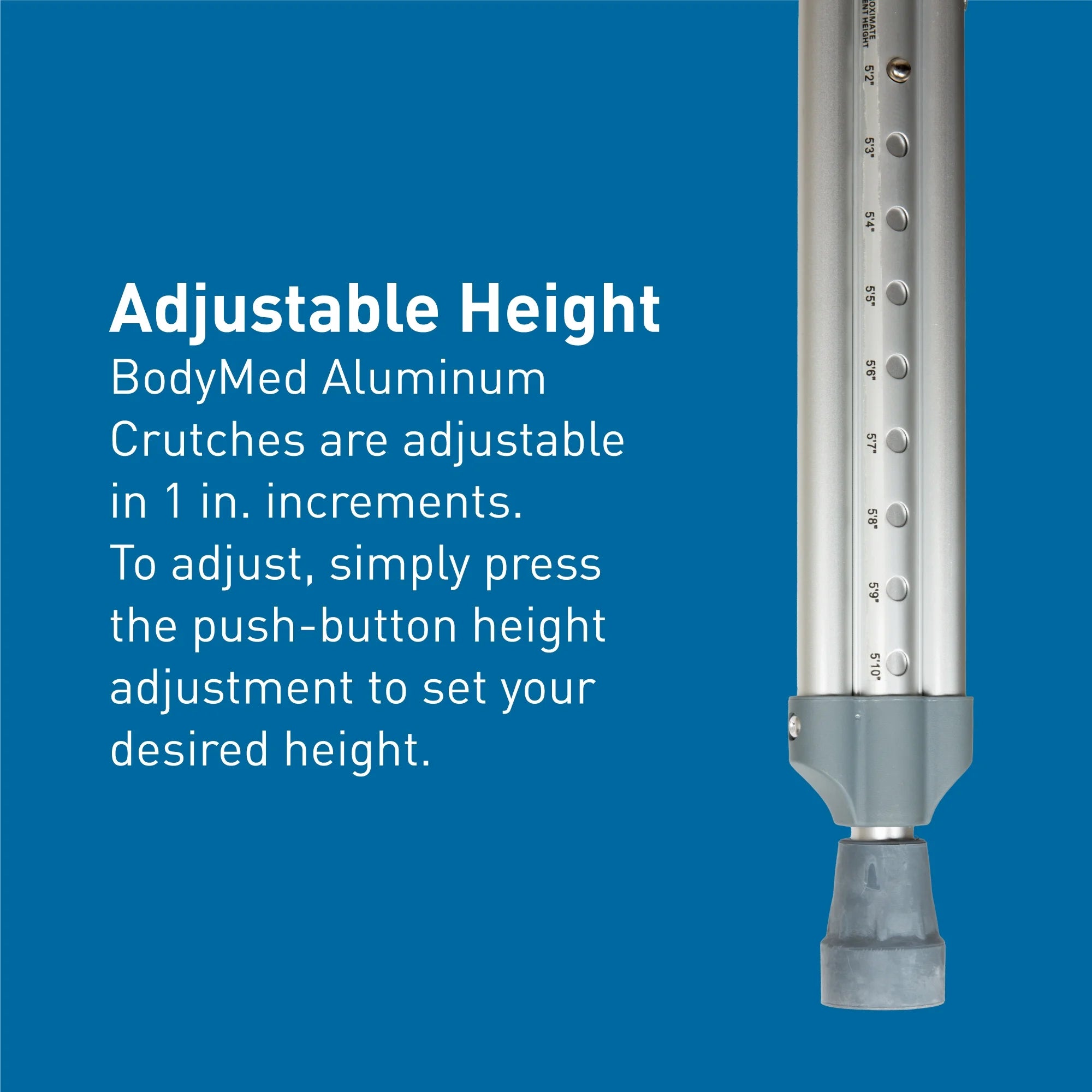 Aluminum Crutches for Adults, Height Adjustable, Medium S27485