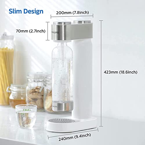 Stainless Sparkling Water Maker Soda Machine for Home with BPA Free 1L Bottle, White U394708