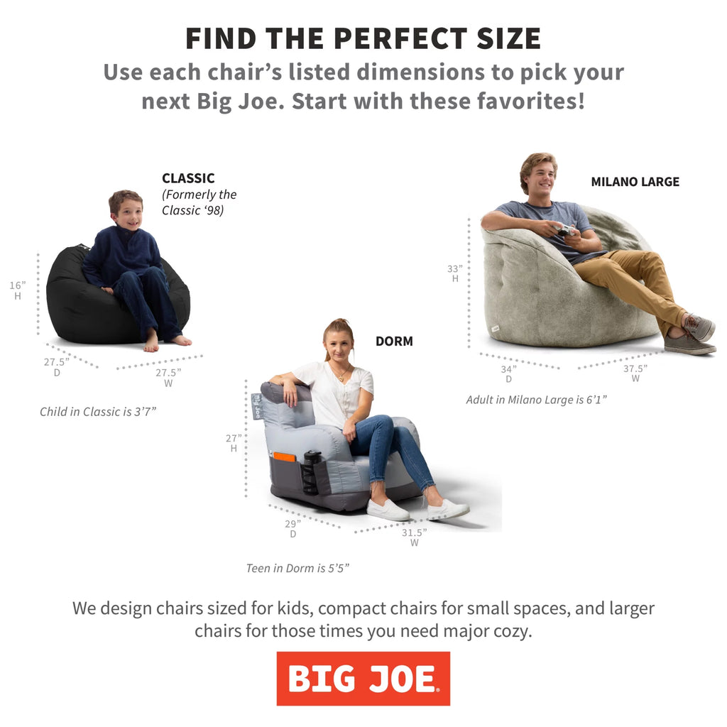 Dorm Bean Bag Chair with Drink Holder and Pocket, 3 feet F63358