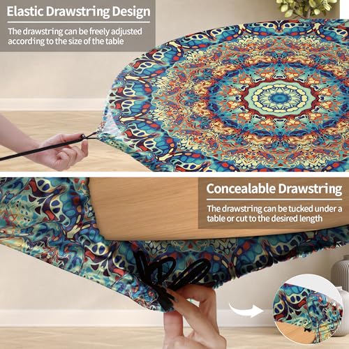 Fitted Round Tablecloth with Elastic for 40"-44" Tables Z243