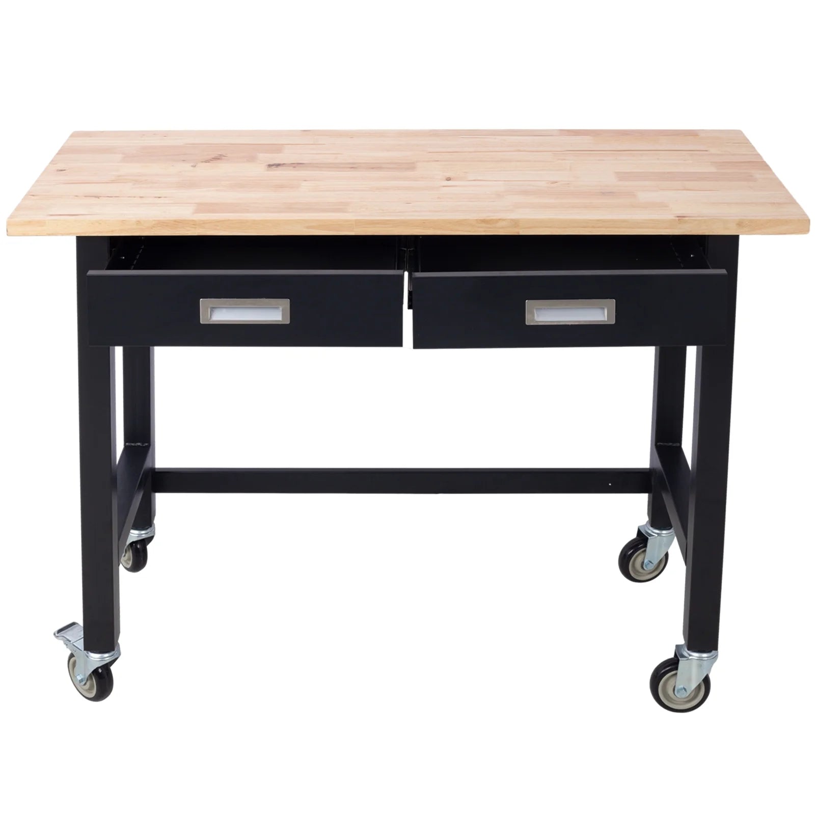 Adjustable Workbench with Drawer Storage, Bamboo Wood, Wheels M620