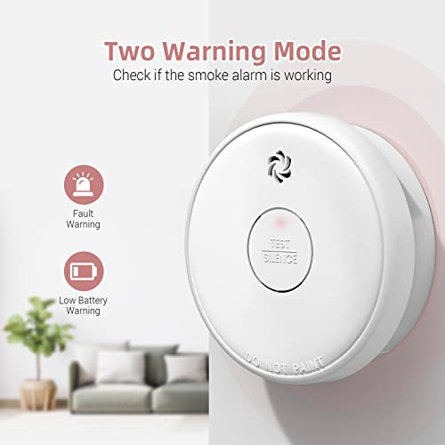 Smoke Detector, Battery Operated, 10-Year Life, Photoelectric for Home G1726