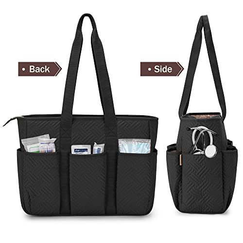 Nurse Tote Bag for Work, Clinical Bag for Nursing Students and Home Health Care Staff, Black S1180