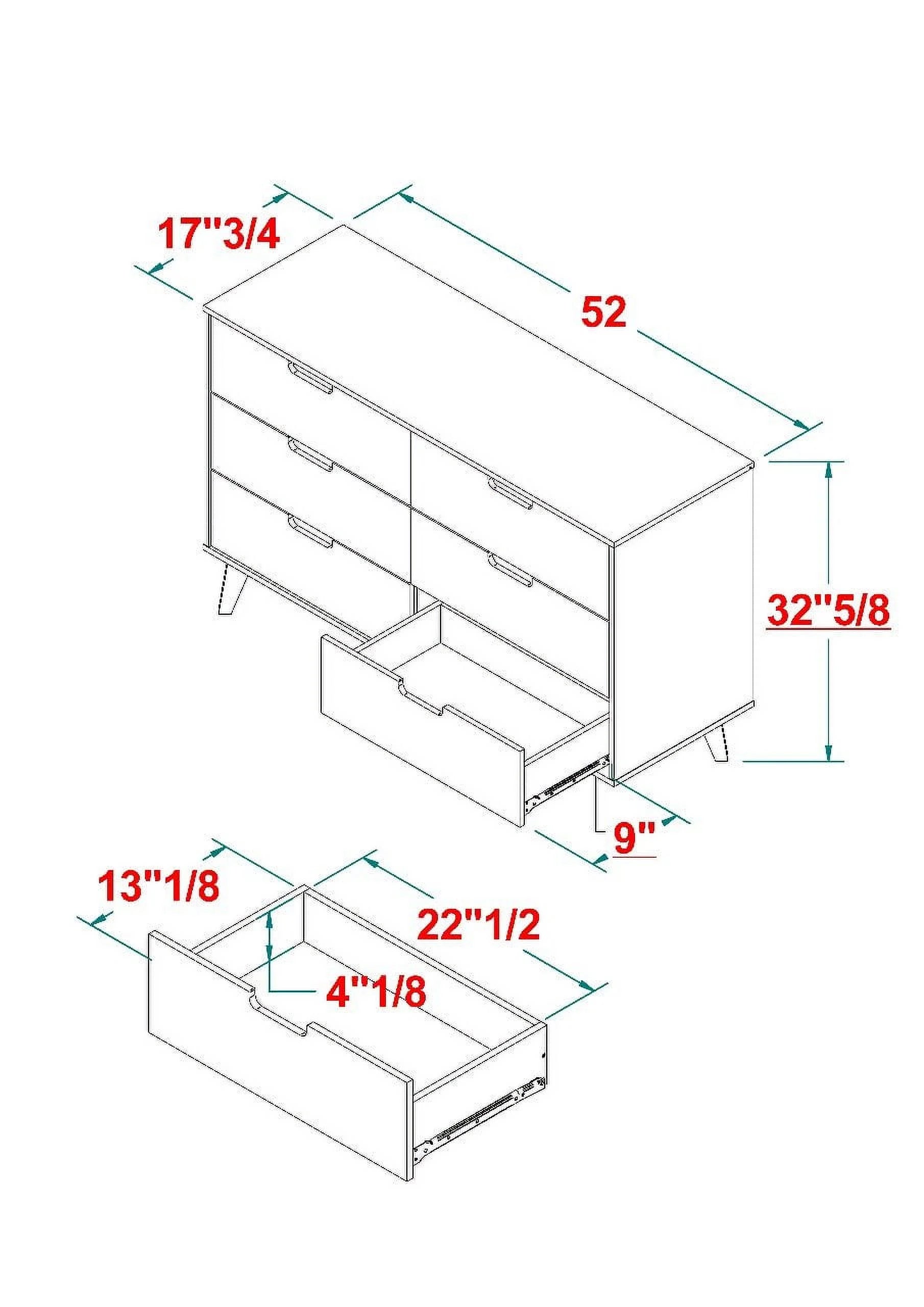 6-Drawer Dresser with Cut-Out Handles K593158