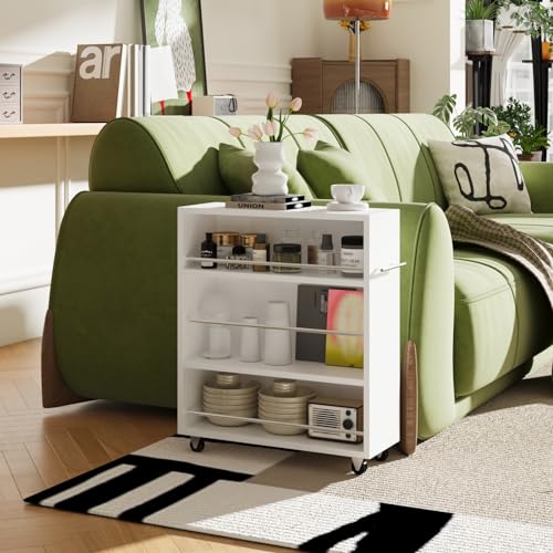 Slim 4-Tier Rolling Storage Cart with Handle for Narrow Spaces V960