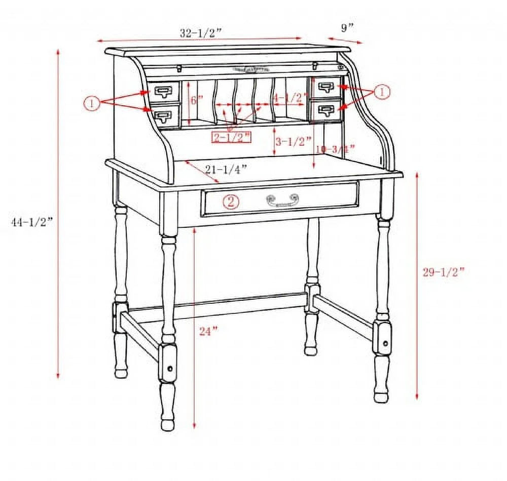 Mini Roll Top Desk with USB Power Outlet D89684
