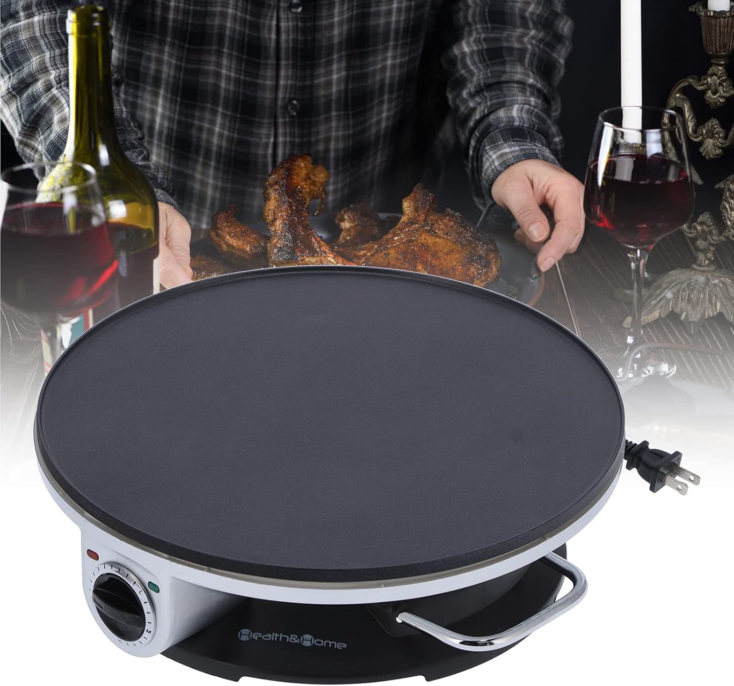 1000W Electric Crepe Maker, 13in Non Stick Pan with 3 Temperature Settings T64160
