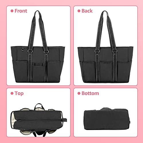 Nurse Tote Bag with Padded Laptop Sleeve and Multiple Pockets, Black Y904360