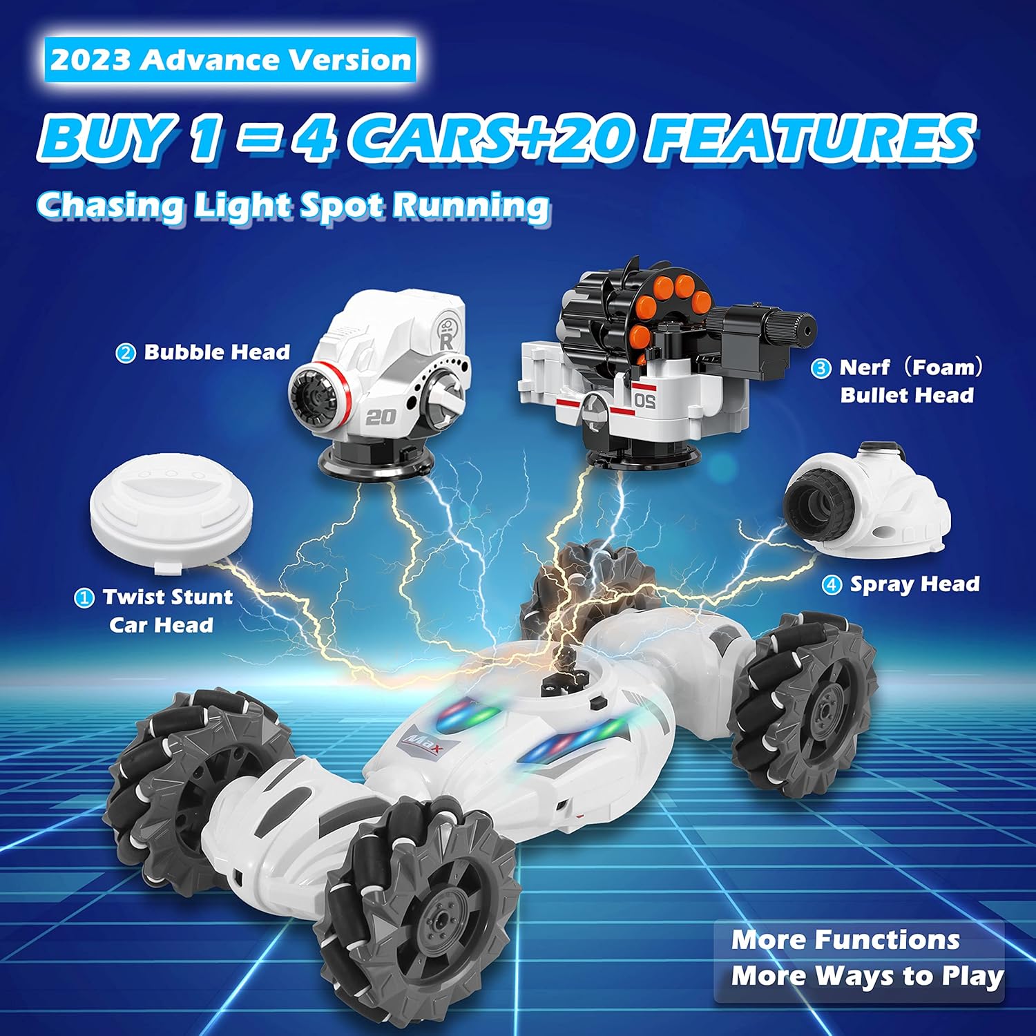 RC Tank Car with Shooting, Bubble, Spray, LED Light and Music G2858