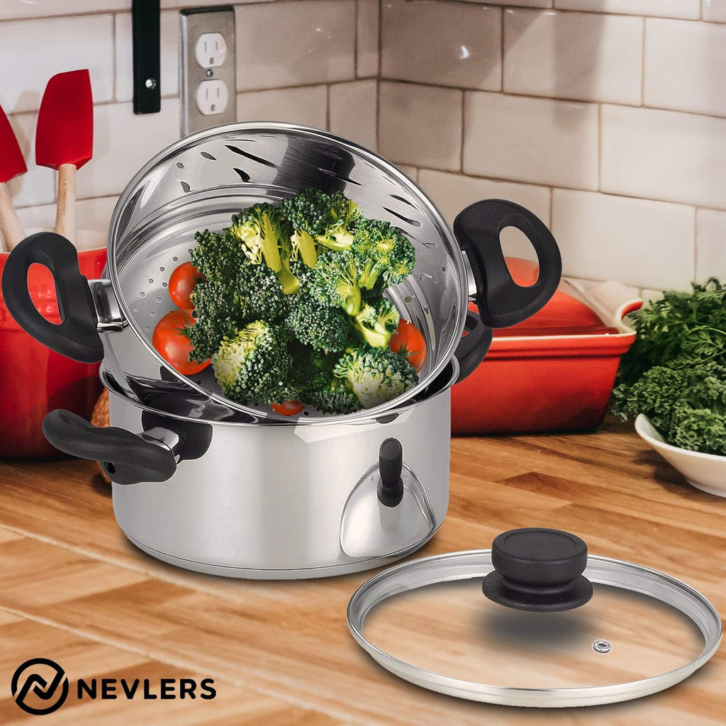 Stainless Steel 3 Quart Steamer Pot with 2 Quart Insert and Vented Lid Z712773