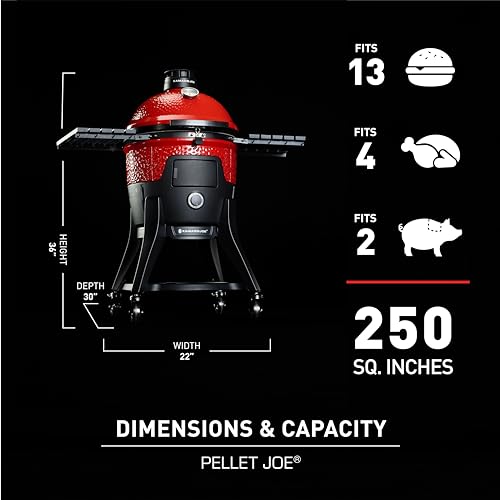 18-inch Ceramic Wood Pellet Grill and Smoker with Cart and Side Shelves T795