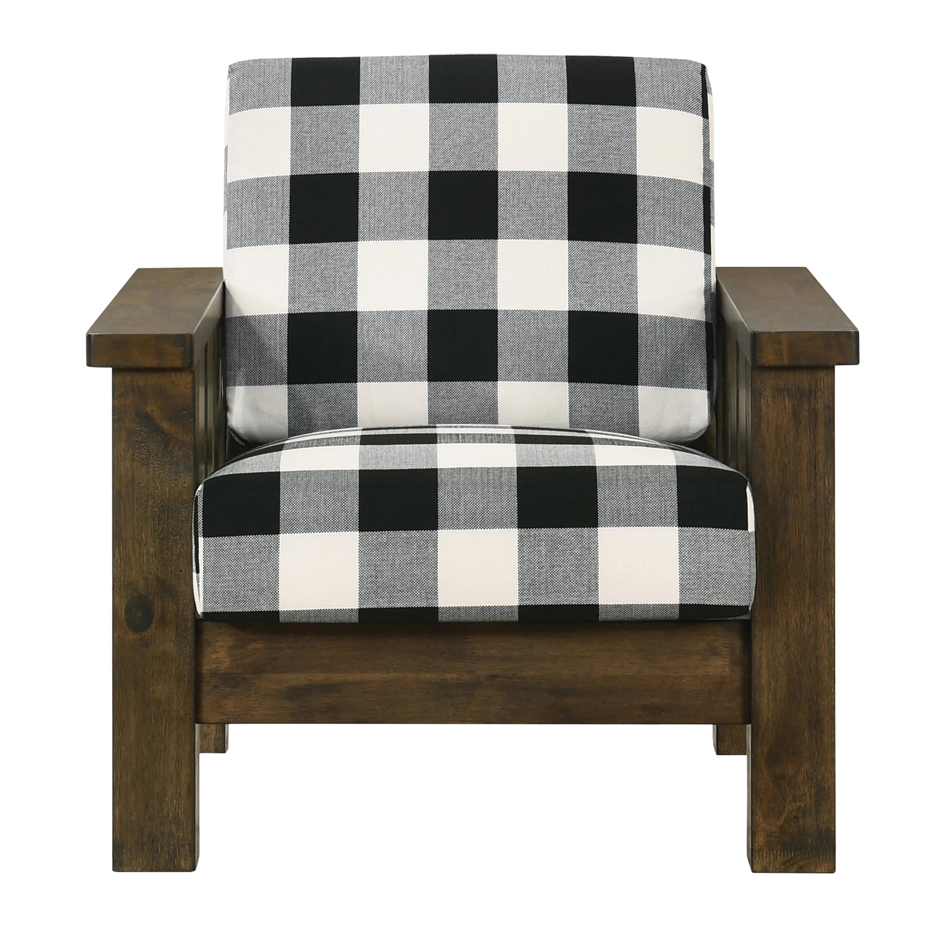 Rustic Oak Linen Fabric Padded Accent Chair U369522