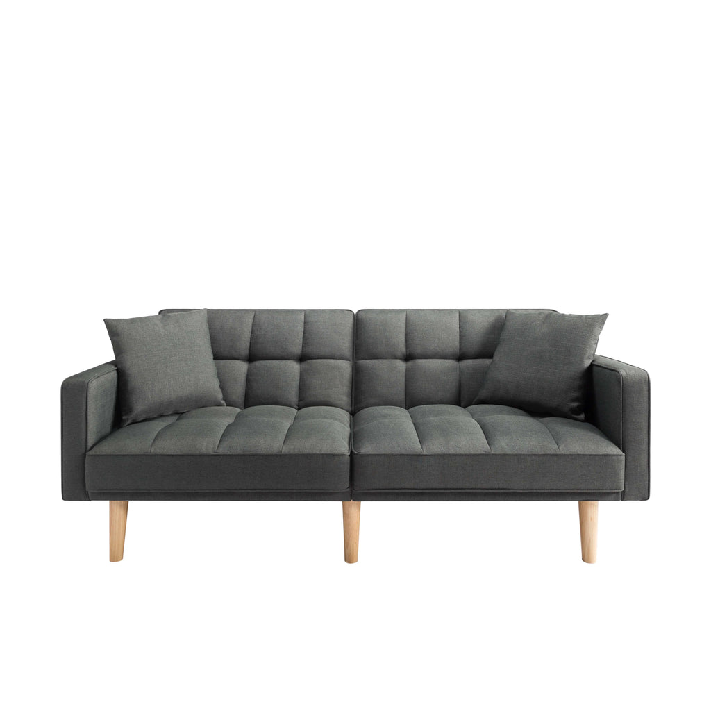 Futon Sofa Bed with Split Back and Wood Legs F4124