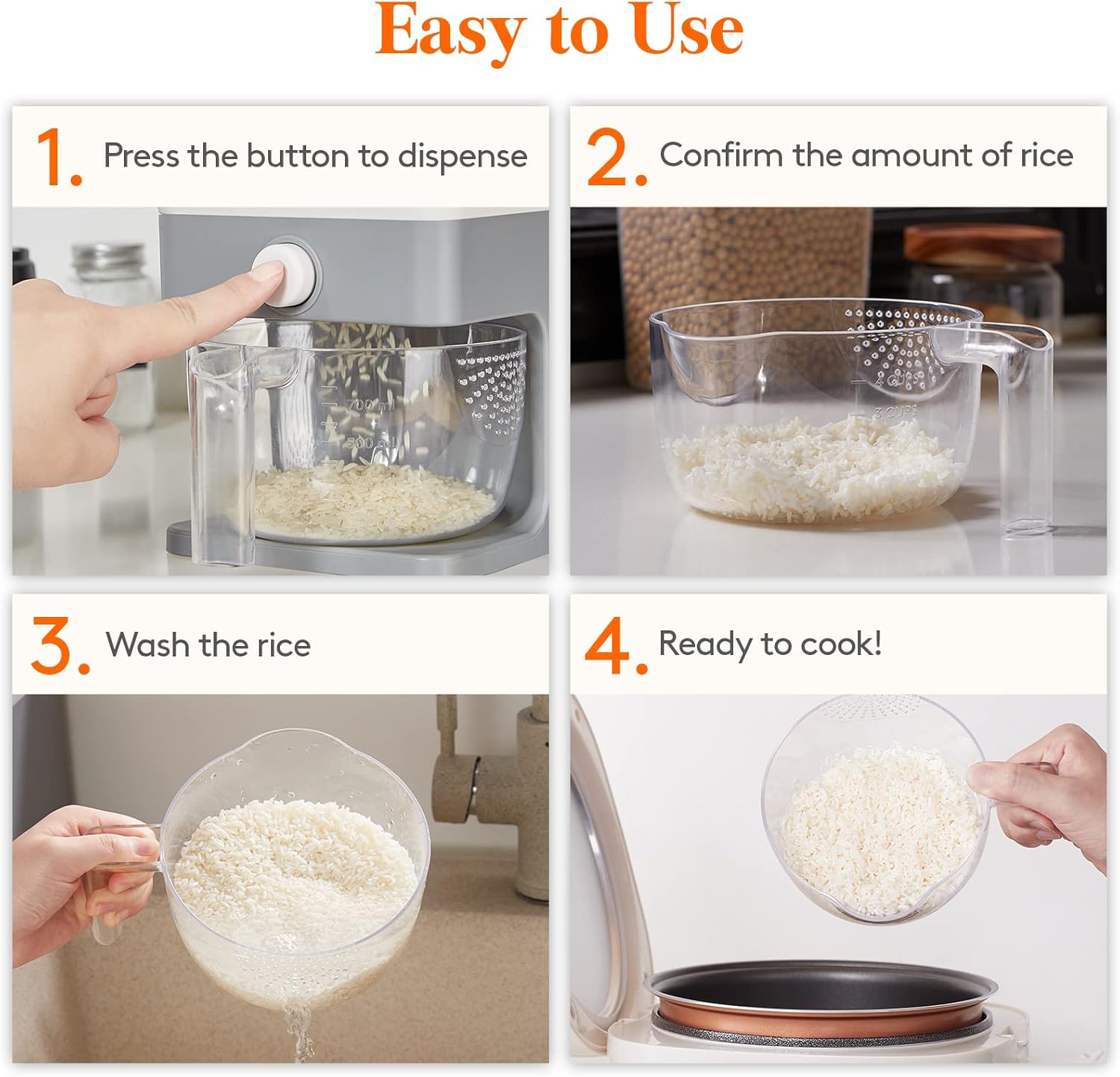 Rice Dispenser 25 Lbs, Sealed Storage Container for Kitchen Pantry Y67738