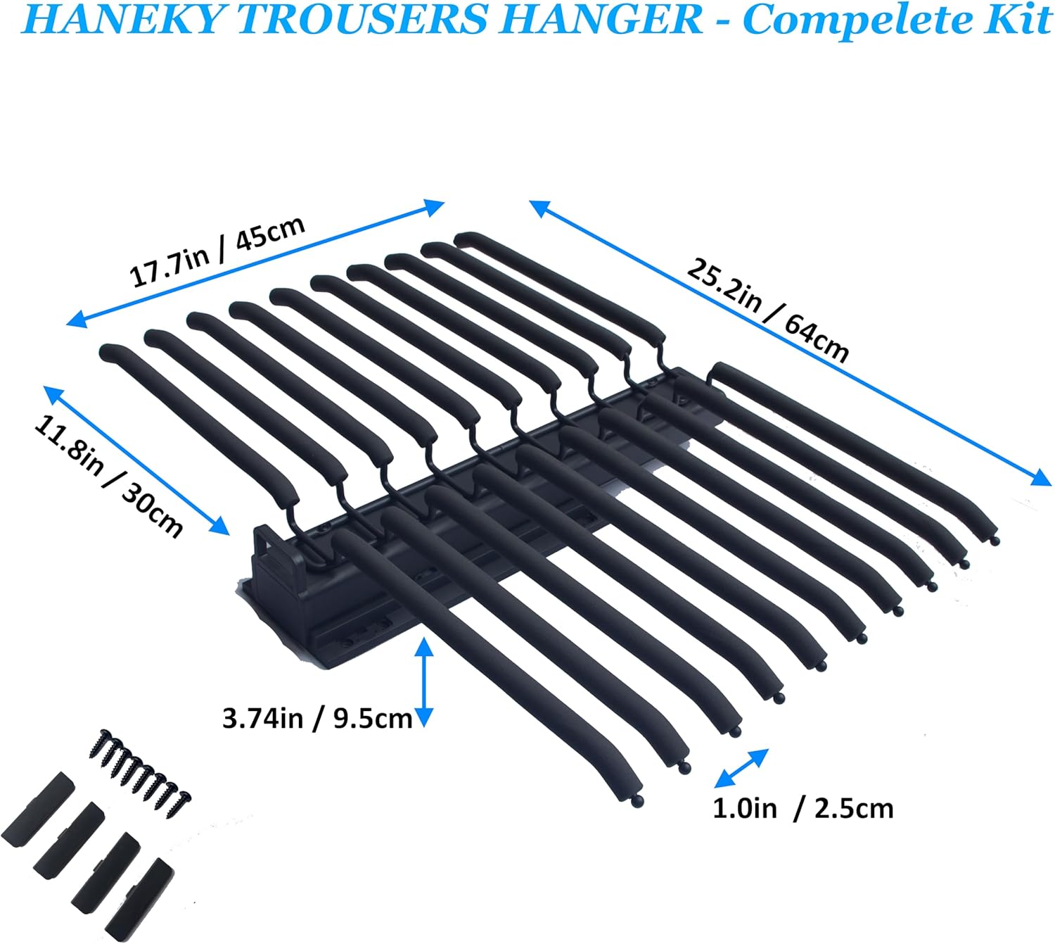 Pants Rack with Non-Slip Hangers, Space Saving, 25.2in L18369