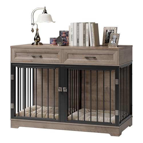 Wooden Dog Crate Furniture with Removable Divider, White J40493