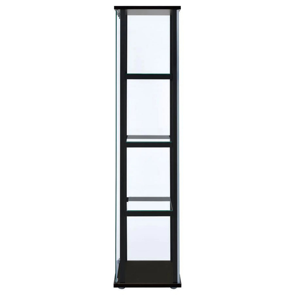 Black Wood And Glass 4 Shelf Curio Display Cabinet F589449