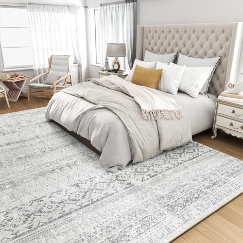 Machine Washable 8x10 Boho Moroccan Area Rug for Living Room R87626