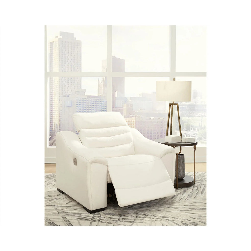 Faux Leather Power Recliner in White S604