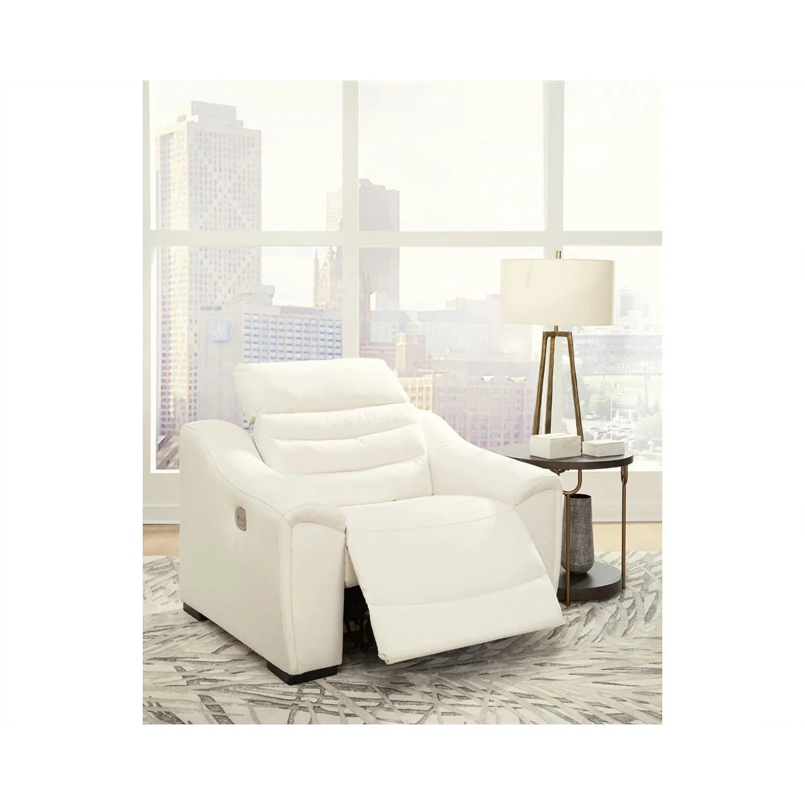 Faux Leather Power Recliner in White S604