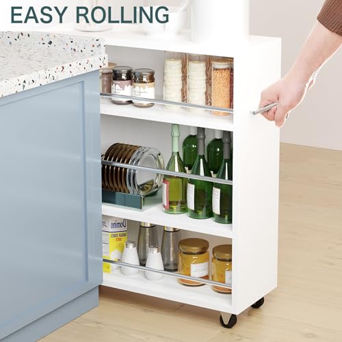 Slim 4-Tier Rolling Storage Cart with Handle for Narrow Spaces V960