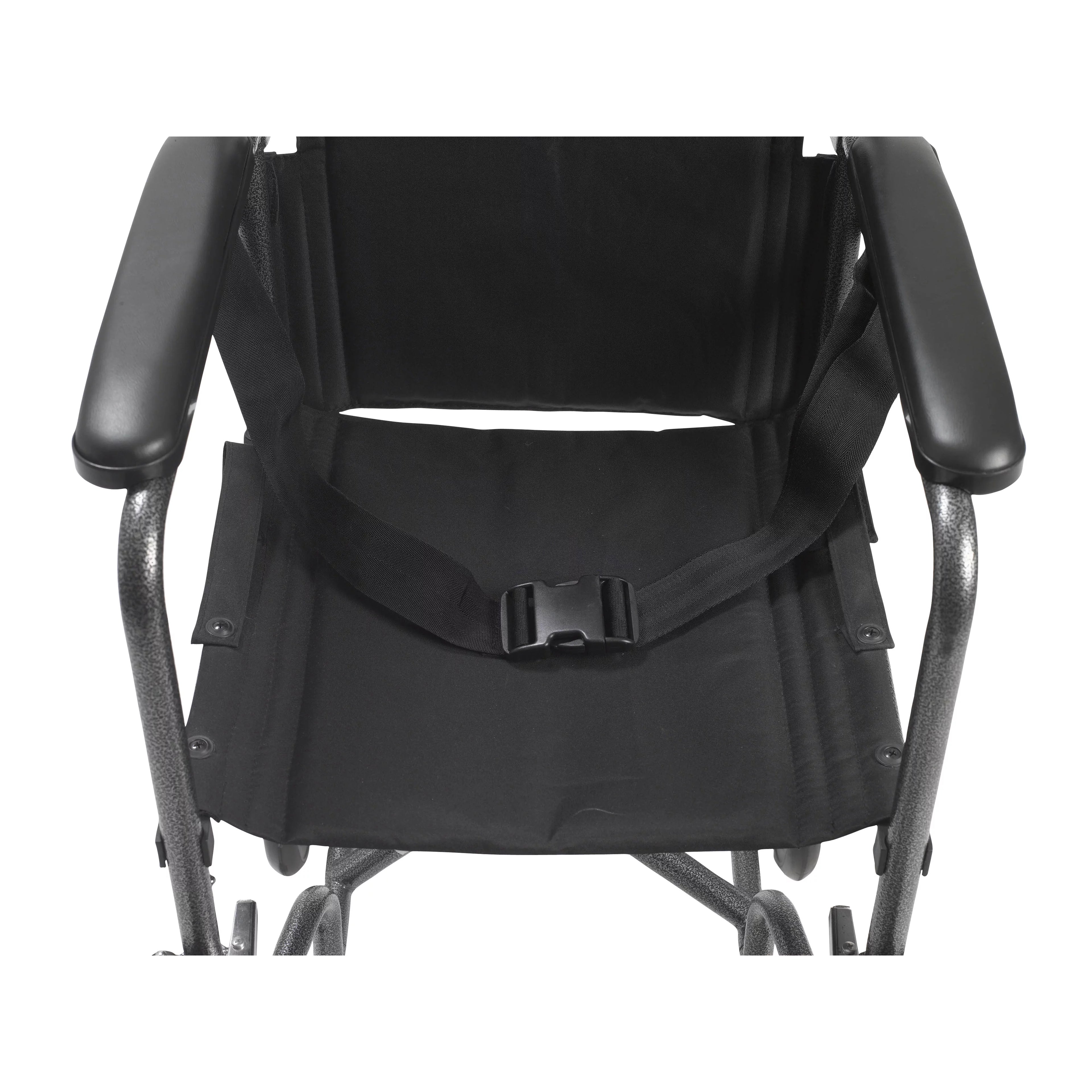 Lightweight Steel Transport Wheelchair, Fixed Full Arms, 19" Seat Q778967